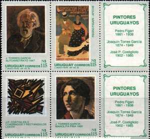 1988 Uruguay painting portraits squares and rectangles art culture #1277 ** MNH