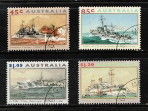 1993 Australia Sc #1315 1316 1317 1318 WWII Navy War Ships / Used set Cv $7