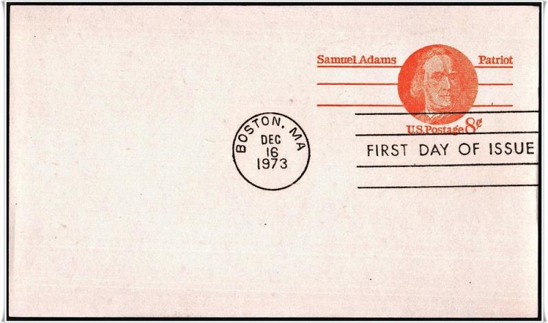 SC#UX66 8¢ Samuel Adams: Patriot FDC Postal Card (No Cachet)