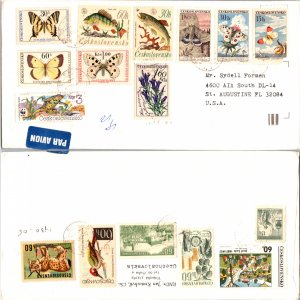 Czechoslovakia, Worldwide First Day Cover, Butterflies, Flowers, Fish