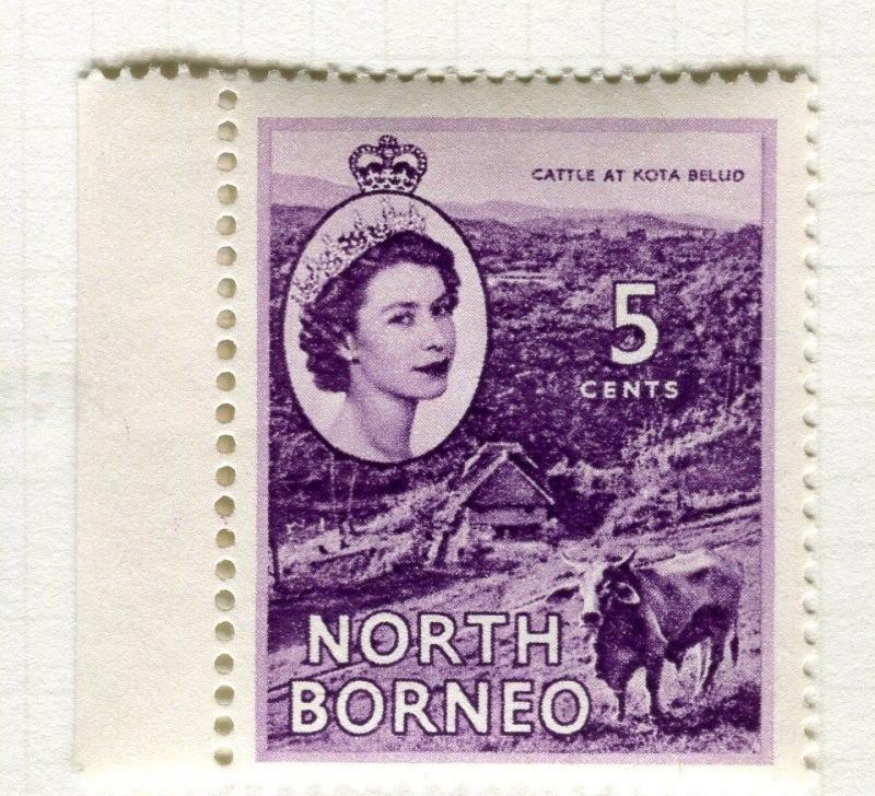 NORTH BORNEO;   1954 early QEII issue fine Mint hinged 5c. Margin value