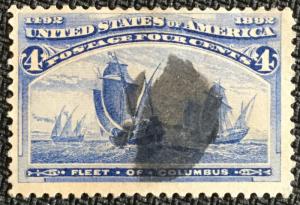 US #233 Used Single Colombian Expo Fleet of Ships SCV $9.00