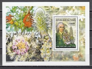 Chad, Mi 2488 A issue. Botanist Carl Von Linn s/sheet. Scout in design. ^