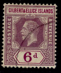 GILBERT AND ELLICE ISLANDS GV SG19, 6d dulll & bright purple, FINE USED.