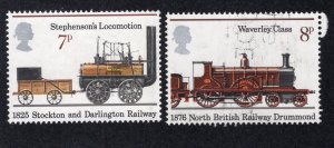 Great Britain 1975 7p & 8p Locomotives, Scott 749-750 used, value = 50c