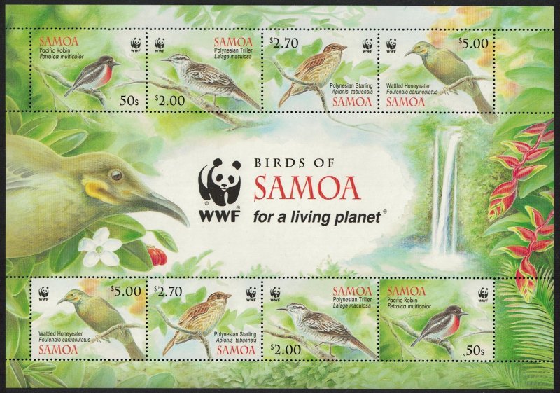 Samoa WWF Robin Triller Starling Honeyeater Birds MS SG#MS1223