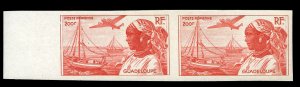 French Colonies, Guadeloupe YTPA 13-15 Cat€130, 1947 Air Post, imperf. set ...