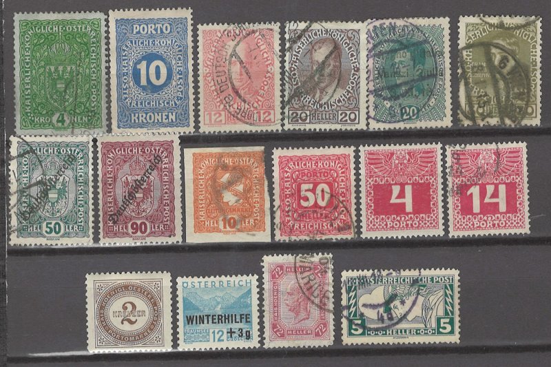 COLLECTION LOT # 3069 AUSTRIA 16 STAMPS 1894+ CV+$25