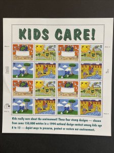 1995 sheet Earth Day - Kids Care! Sc # 2951-2954 