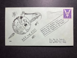 1945 USA WWII Patriotic Cover Des Moines IA Local Use Axe the Axis