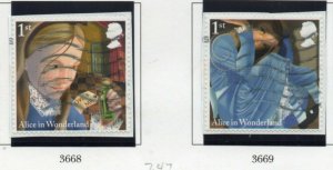 2015 Sg 3668/9 Alice in Wonderland Self Adhesive Booklet Stamps Fine Used