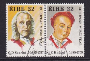 Ireland   #618-619a  cancelled  1985 Europa 22p pair composers