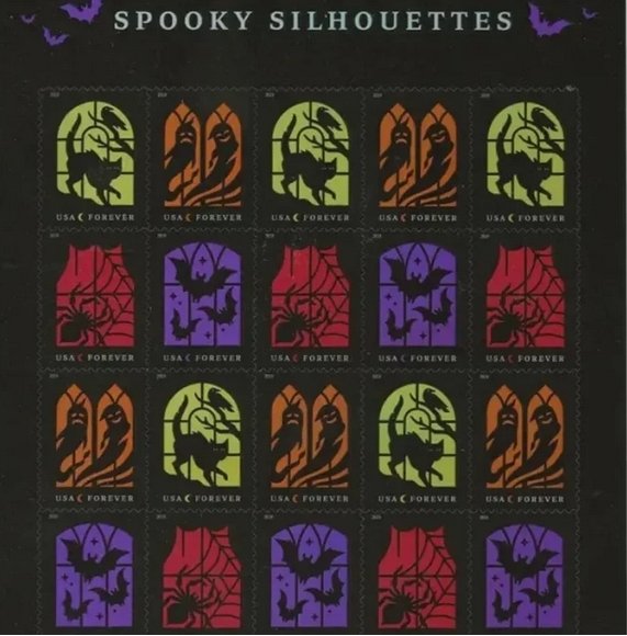 Spooky Silhouettes Halloween  forever stamps  5 Sheet of 20 ， 100pcs