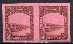 Pakistan 1948-56 Lloyds Barrage 4a imperf proof pair on p...