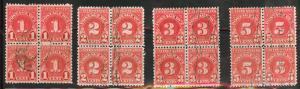 USA Scott J80-83 Used Postage Due Blocks 1931