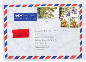 KENYA Cover Eldoret 1990 FLOWERS Air Mail MIVA MISSIONARY {samwells}CA163