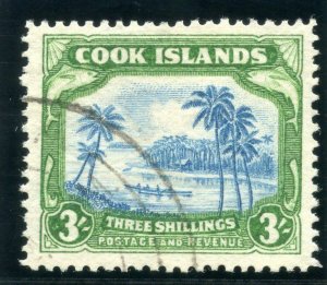 Cook Islands 1938 KGVI 3s light blue & emerald-green VFU. SG 129. Sc 114.