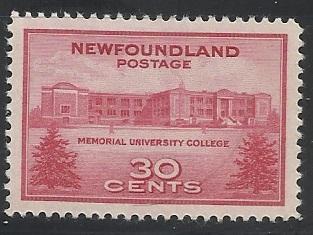 Newfoundland SC 267 30c MVLH VF See Scan for Cancel, Centering, Perfs