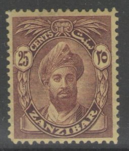 ZANZIBAR SG307 1927 25c PURPLE/YELLOW MTD MINT