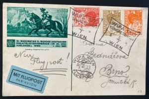 1933 Vienna Austria Airmail Postcard Cover To Brno Czechoslovakia WIPA Congress