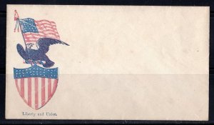 US 1860's CIVIL WAR PATRIOTIC COVER EAGLE AND FLAG MINT