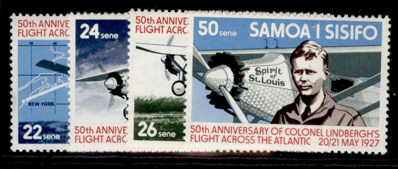 SAMOA QEII SG483-486, 1977 anniv of Lindenburgh flight set, NH MINT. 