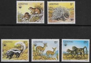 LESOTHO SG329/33 1977 ENDANGERED SPECIES SET MNH