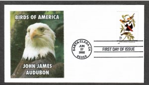 US # 3650 Tanager Birds by Audubon - Lakestamps Silk Cachet FDC - I Combine S/H