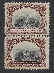 298 Unused, 8c. Pan-American, Pair, scv: $230, FREE INSURED SHIPPING