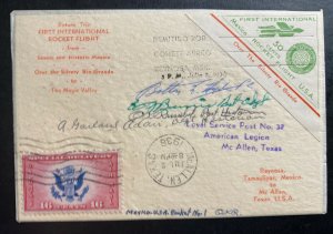 1936 Reynosa Tamps Mexico First Rocket Flight cover To McAllen USA Signed #1
