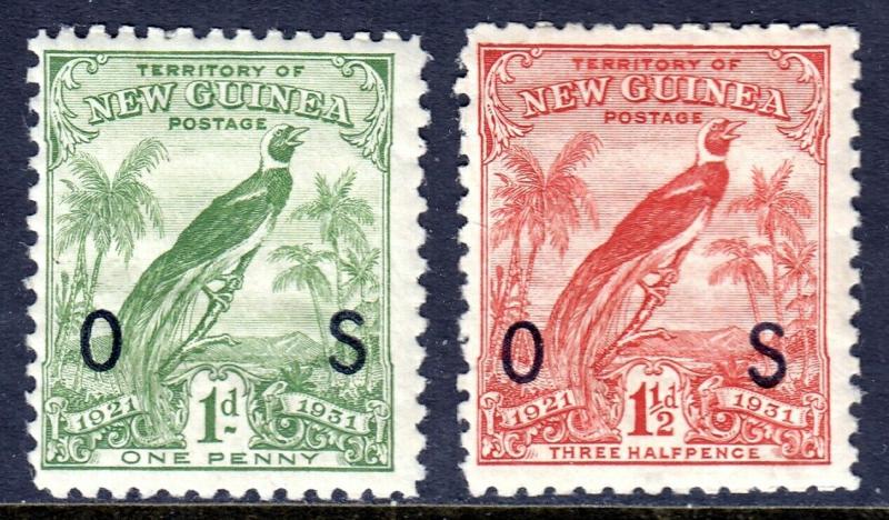 NEW GUINEA — SCOTT O12,O13 — 1932-34 OFFICIALS — MH — SCV $21.00