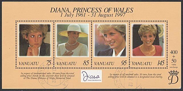 VANUATU 1997 Princess Diana souvenir sheet fine used........................A268