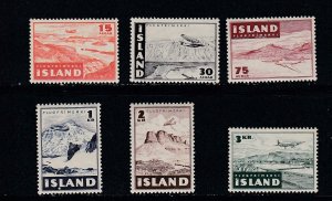 Iceland # C21-26, Airplane over Icelandic Views, Mint NH, 1/2 Cat.