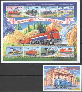 B1551 Congo Transport Trains Great Travel Through The World 1Kb+1Bl Mnh