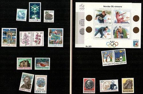 Norway Scott 881,883b,954,970-1,975-87 Mint NH (CV $67.50) - 1990 Year Pack