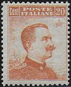 1916 Italia VE III 20c. arancio senza filigrana mc MNH Sassone n.107