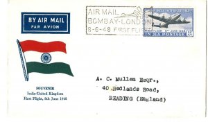 India 1948 FFC 1st Fight Cover Bombay-London, fine illus cover - (several on e