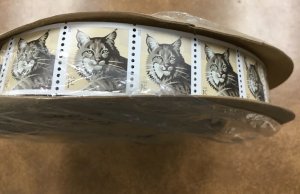 4802  Bobcat Coil of  10,000 Stamps  2013 date SSP printer water activated 