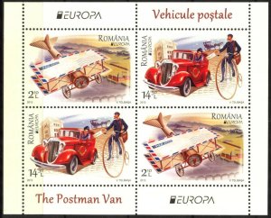 Romania 2013 Europa CEPT Postman Van Cars Bicycles Airplanes Horses S/S (1) MNH