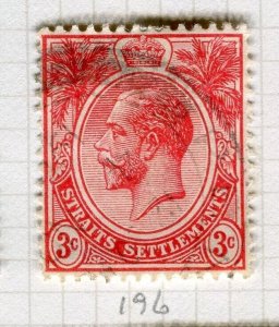 STRAITS SETTLEMENTS; 1912 early GV issue fine used Shade of 3c. value