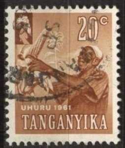 Tanganyika 48 (used) 20c harvesting corn, org brn (1961)