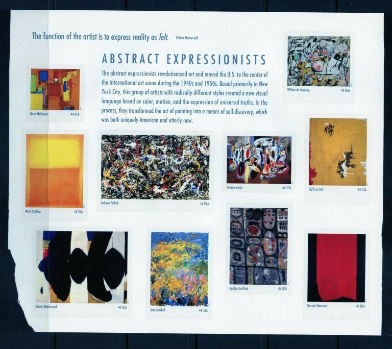 UNITED STATES  SCOTT#4444 44c ABSTRACT IMPRESSIONISTS SHEET OF 10  MINT  NH