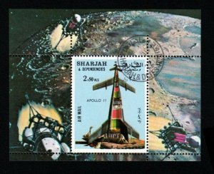 SPACE = Apollo 11 = Moon Flight - Souvenir Sheet Sharjah [W02]