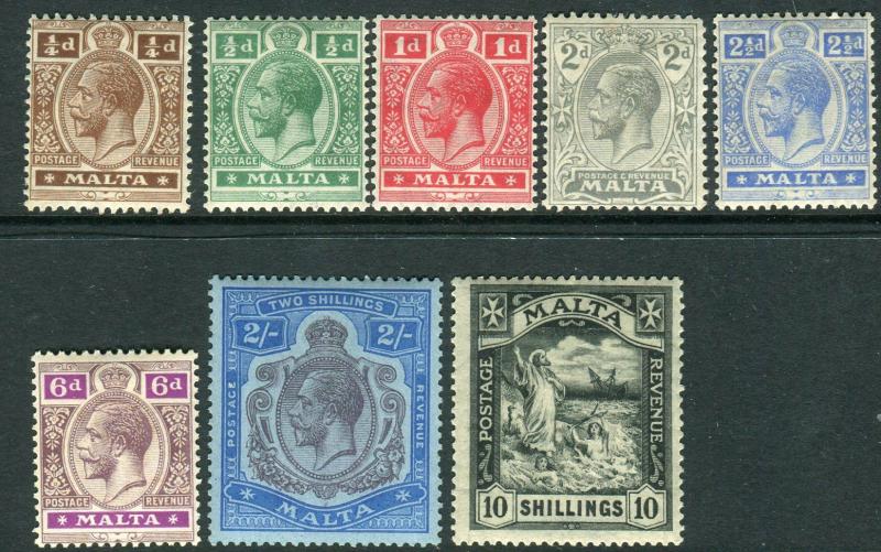 MALTA-1921-2  A mounted mint set to 10/- Sg 97-104