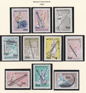 South Korea # 417-426, Musical Instruments, Mint LH, 1/3  Cat.