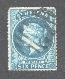 St. Helena, Scott #2B   VF, Used, 6p blue, Wmk. 6 - Star, CV $160.00 ... 5980002