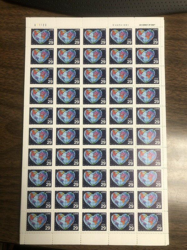 2535A .29 Love Earth. Large Holes perf 11. MNH Sheet Of 50. Very Tough To Find. 