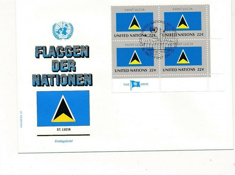 D112831 Flag Series Saint Lucia FDC United Nations New York Bureau