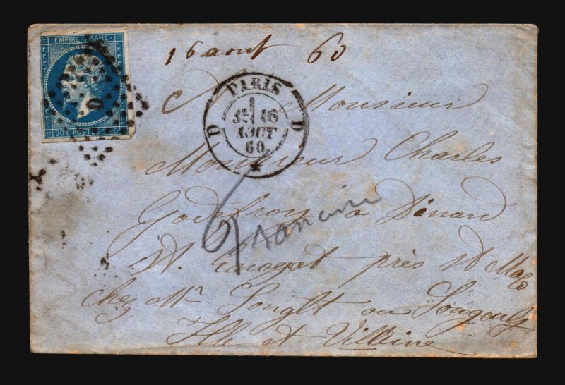 France 1860 Cover / Paris CDS - Z15685