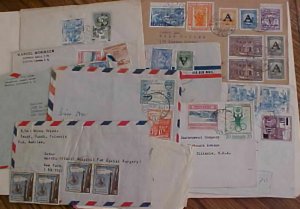 COLOMBIA   9 SMALL COVERS 1950's INCLUDES 8 TO USA INCLUDES 2 REGISTERED